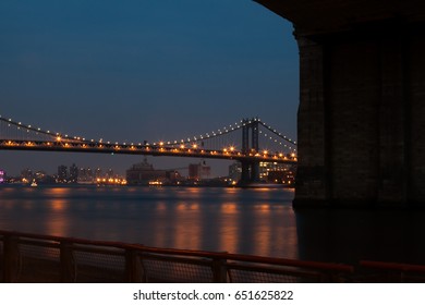 View of the bridge in the evening