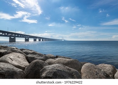 View At Øresund Bridge From Malmö. Malmö, Sweden - 16 May 2021