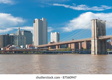 View of the Brooklyn Bridge in New York; GPS information is in the file