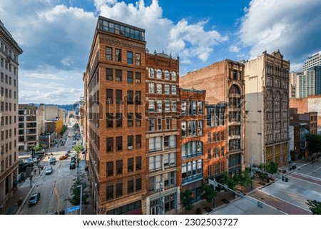 View of buildings along Liberty Avenue in downtown Pittsburgh, Pennsylvania