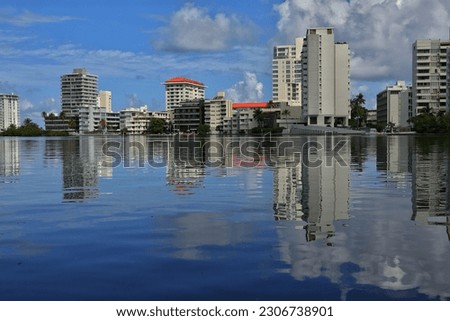 view of the buildings in the Condado lagoon 