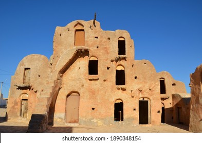 The view to the buildings at ksar ouled soltane, a fortified granary, or ksar, located in the Tataouine district in southern Tunisia