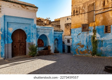  View of Buildings on the street of Mellah, Jewish quarter in Fes