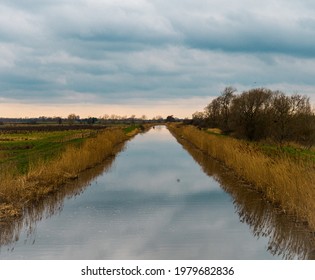 View Of Burwell Lode In The Fens Of Cambridgeshire 