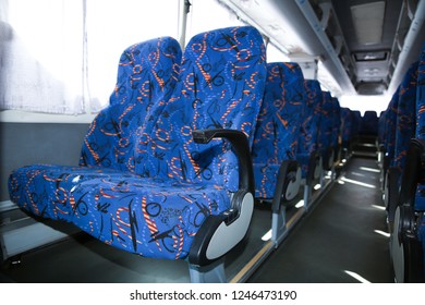 View Of Bus Interior With Comfortable Seats