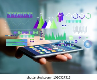 View of a Business interface with chart graph and stats - Business and financial concept