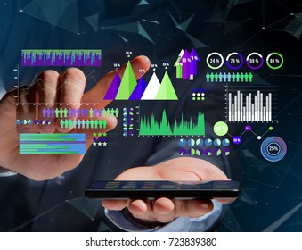 View of a Business interface with chart graph and stats - Business and financial concept