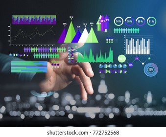 View of a Business interface with chart graph and stats - Business and financial concept