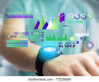 View of a Business interface with chart graph and stats - Business and financial concept