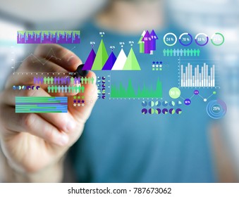 View of a Business interface with chart graph and stats - Business and financial concept