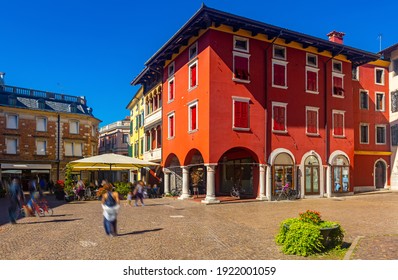 View Of Busy City Square Piazza Paolo Diacono In Historic Centre Of Cividale Del Friuli, Italy.