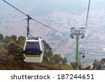 View of cable car high above Medellin, Colombia
