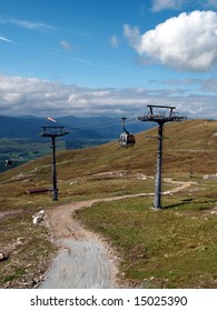 View From The Cable Car Station On Ben Nevis With Cable Cars In Middle Distance