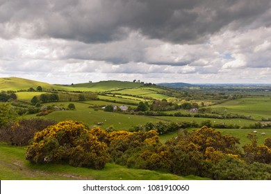 View from Cairnbane East of the Lough Crew Cairns site, County Meath Ireland, is also known as Hag's Mountain.  