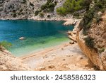 View of Calanque de Morgiou on the Mediterranean shore between Marseille and Cassis in the south of France