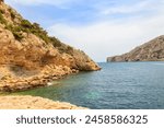 View of Calanque de Morgiou on the Mediterranean shore between Marseille and Cassis in the south of France