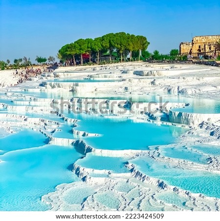 View of the calcareous minerals in Pamukkale,Turkey