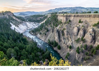 View from Calcite Springs Overlook of the Yellowstone River. 