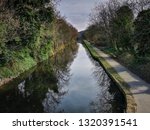 View of the Calder and Hebble Navigation between Elland and Brighouse on a bright winter day, Calderdale, West Yorkshire