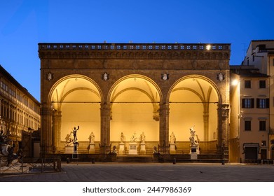 View of the so called Loggia dei Lanzi at Night - Florence, Italy - Powered by Shutterstock