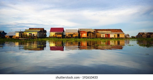 View Of The Cambodian Floating Village.