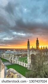 The view of Cambridge with beautiful sunset sky, UK