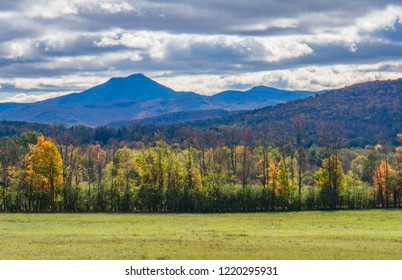 View Of Camels Hump Mountain In Fall Foliage Season, In Vermont
