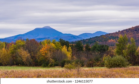 View Of Camels Hump Mountain In Fall Foliage Season, In Vermont
