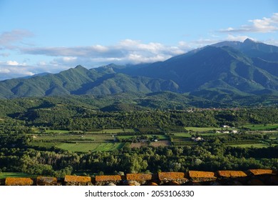 View Of Canigou Massif From Rooftop In Village Of Eus, Pyrénées-Orientales Department, Southern France