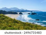 View of Cannon Beach from Ecola State Park Lookout in Tillamook along the Oregon Coast