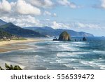 View of Cannon Beach in Oregon with Haystack Rock in the background