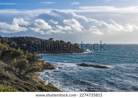 View of Cap Lardier from Gigaro beach, La Croix Valmer, France	