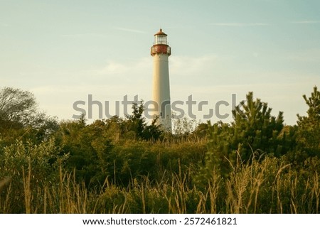 View of Cape May Lighthouse through trees, Cape May, New Jersey