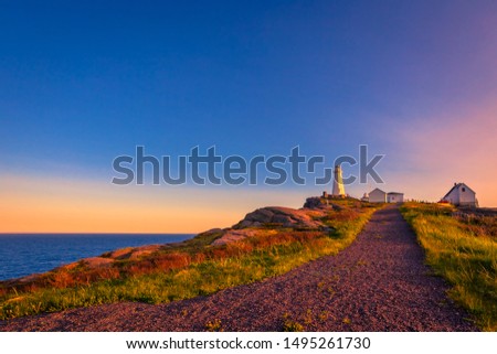 View of Cape Spear Lighthouse National Historic Site at Newfoundland Canada during sunset