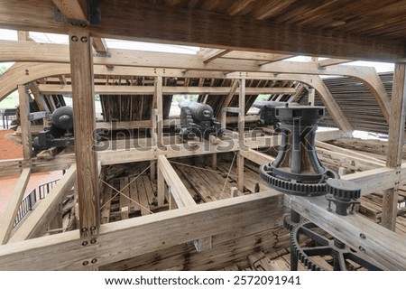 View of capstan on USS Cairo, Civil War ironclad gunboat. Vicksburg National Military Park, Mississippi,