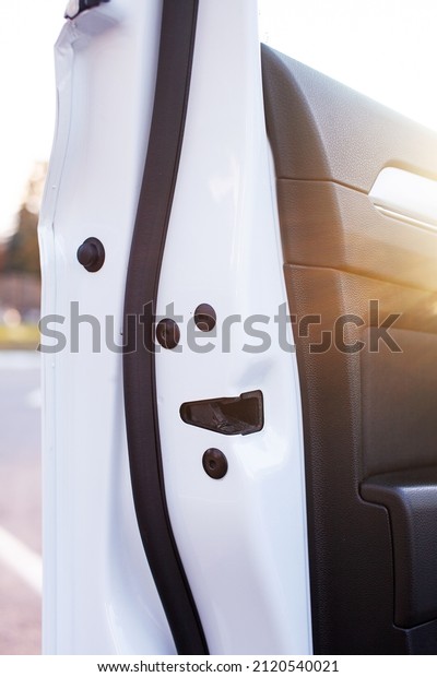 View of the car\
lock, with the door open.