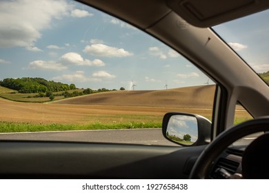 View from the car on the countryside landscape