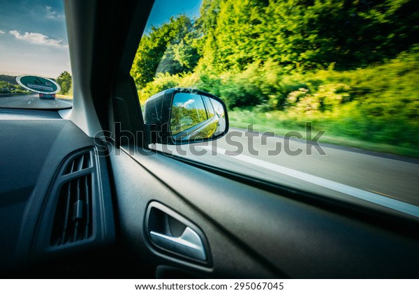 View From\
Car Window. Freedom And Travel\
Concept.