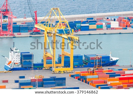 Similar – Foto Bild Containerterminal im Hafen bei Nacht.