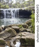 View of Carrington Falls at Robertson, Southern Highlands New south Wales Australia, Landscape travel vertical photography with copy space for your own text