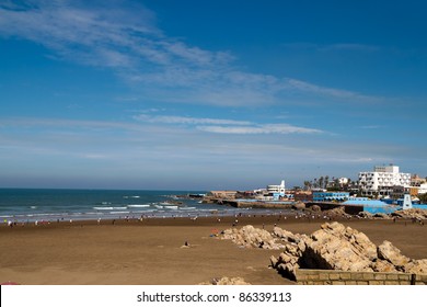 View Of The Casablanca Beach, Morocco.