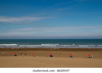 View Of The Casablanca Beach, Morocco.