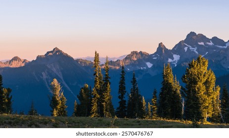 View of the Cascade Range as seen from Mt. Rainier National Park, WA, USA.