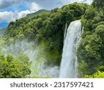 View of Cascata delle Marmore (Marmore Falls), a man-made waterfall created by the ancient Romans located near Terni in Umbria region, Italy. The waters are used to fuel an hydroelectric power plant