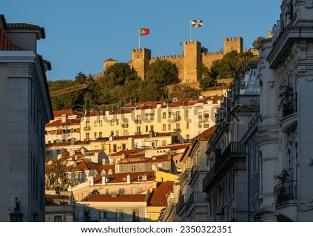 View of Castelo de S. Jorge from Downtown Lisbon, Portugal 