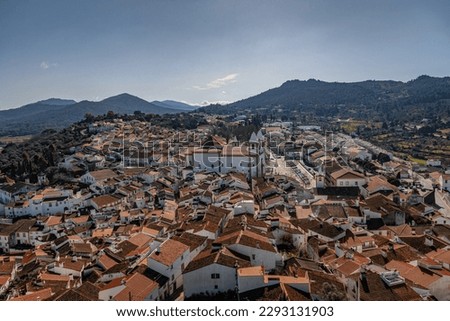 View of Castelo de Vide and forest hills from the castle, Portugal