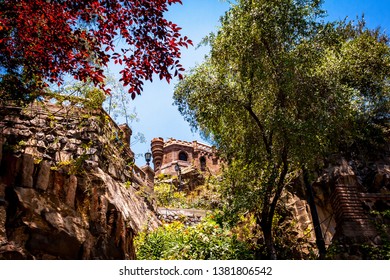 View Of Castillo Hidalgo, Building Located At The Top Of Santa Lucía Hill, In The City Of Santiago, Chile.