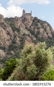 View Of Castle Of Acquafredda A Medieval Castle In Siliqua, Province Of South Sardinia, Italy.