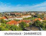 A view from the castle complex over the northern side of Prague in springtime