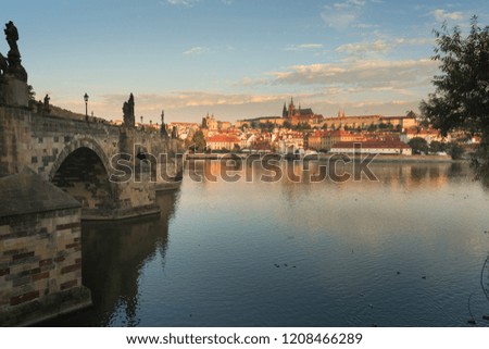 Similar – Karlsbrücke an der Seite und Prag Stadt